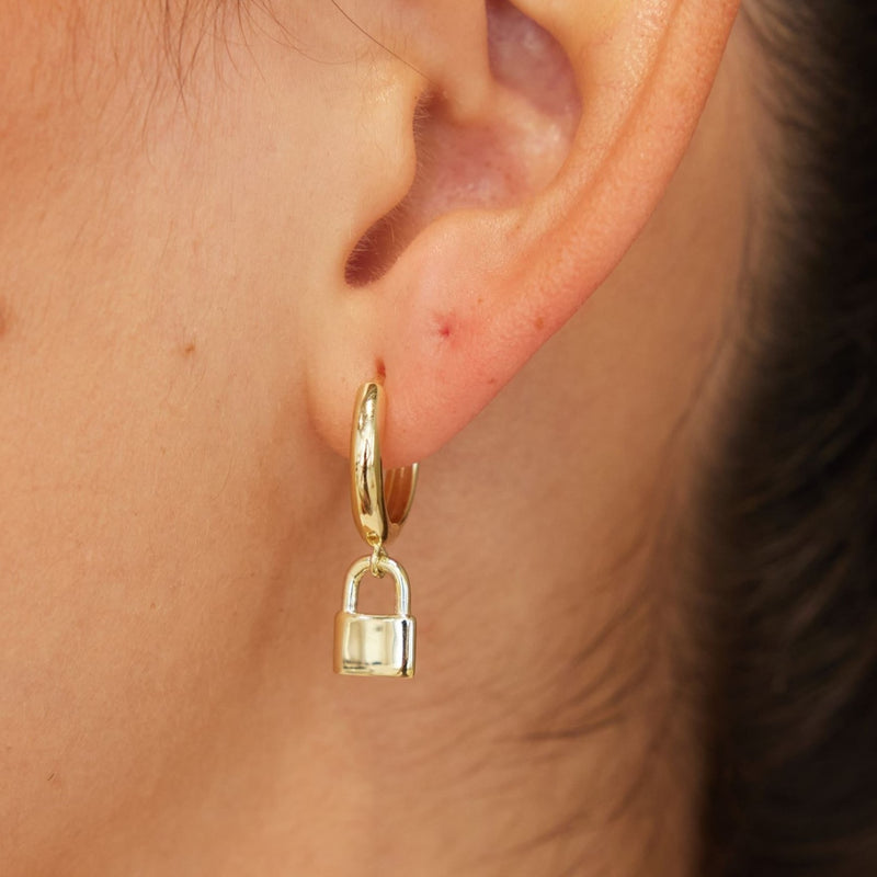 Gold Love Lock Earrings